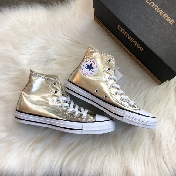 New Converse Chuck Taylor Hi Metallic Gold - Picture 2 of 5